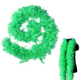 MORAINJAY Grass Green Feather Boa, 2 Metres 90 g Feather Boas Fluffy Turkey Feathers Scarf Women, Feather Stole for Women Costume Dress Girls Tea Party, Feather Scarf for Carnival Party, Costume