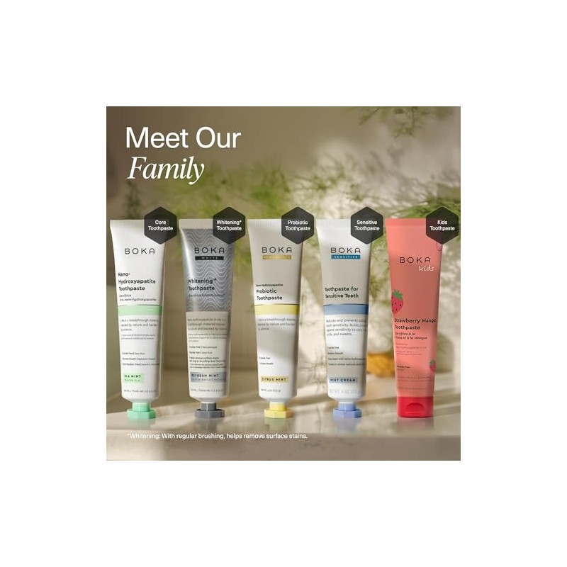 Boka Fluoride Free Toothpaste, Nano Hydroxyapatite Toothpaste, Appropriate for Sensitive