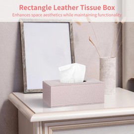 2 PCS Linen Leather Tissue Boxes, 9.5 x 4.7 x 3.5 in Large Rectangle Tissue Container, Waterproof Tissue Dispenser for Home Office Car