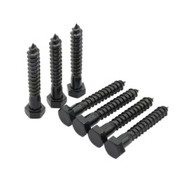 LBY 8pcs 3/8" x 2-1/2" Lag Screws, Hex Head Lag Screws Bolts, Wood Screws, 304 Stainless Steel, (Black)