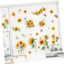 Mipcase 2Sheets Sunflower Wall Decals Removable PVC Stickers for Home Decor and Beautiful Flower Wall Art for Bedrooms Living Rooms and Smooth Surfaces