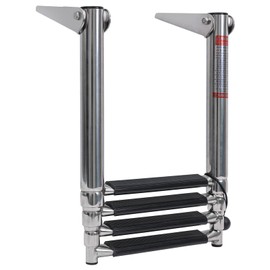 YACHARIES Boat 4 Step Ladder 316 Stainless Steel Folding Ladde, Pontoon Boat Telescoping Ladder Boat Boarding Ladder 1000 Pound Capacity for Marine Yacht Swimming Pool