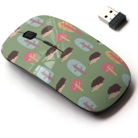 2.4G Wireless Mouse with Cute Pattern Design for All Laptops and Desktops with Nano Receiver - Cute Hedgehog Print