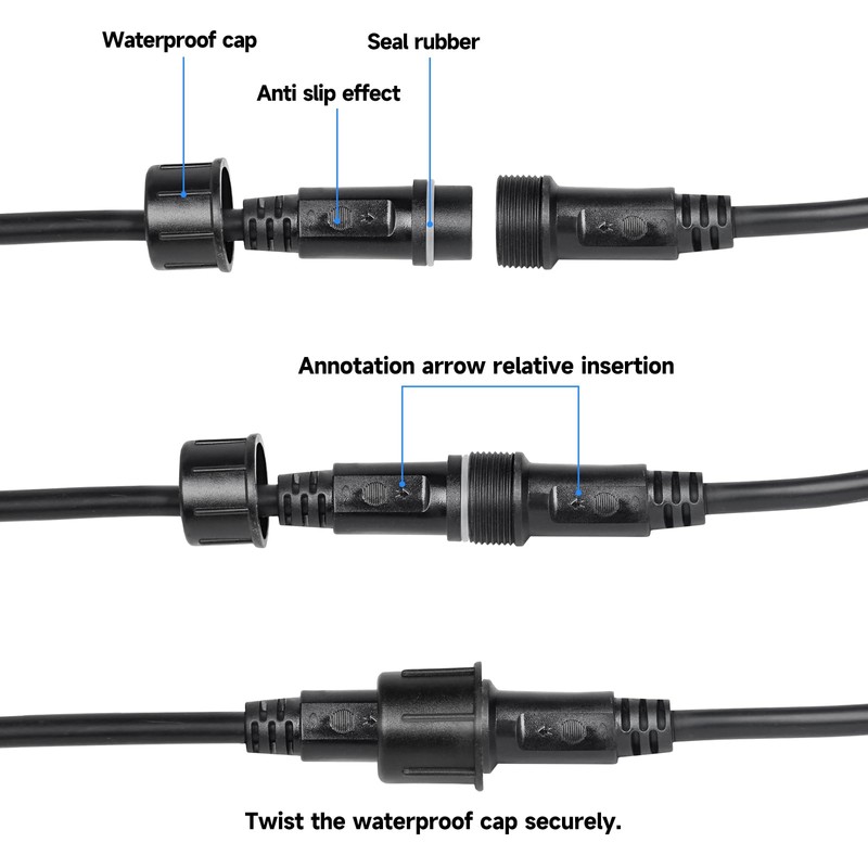 MAD OWL 5-Pin Waterproof LED Wire Connector Kit, 16 AWG