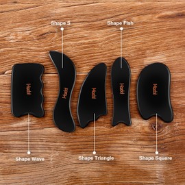 Maxdot 5 Pieces Gua Sha Massage Tools Set, Scraping Massage Tools Guasha Stone for Face Back Neck Physical Therapy