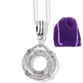 Emerald Park Jewelry Life Saver Savour Ring Floatation Charm Snake Chain Necklace
