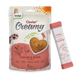 Dentalight - Caviar Creamy Lickable Cat Treats Snack Kitty Treats for Training 5 Pack, (50g, Duck)