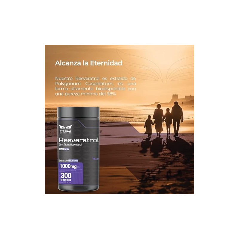 ETERNAL NUTRITION Ultra Pure: Trans-Resveratrol 98% Polifenoles (300 Caps)