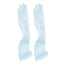 ZUYPSK Bridal Full Finger Long Gloves Wedding Arm Warmers Bridal Gauntlets Made of Transparent Tulle Ball Accessories Elegant Party Cocktail, lightblue