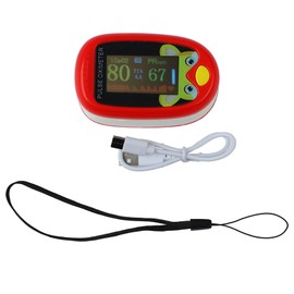 Fingertip Clip Oximeter 6 Modes Automatic USB Charging LED Blood Oxygen Monitor for Children Kids Red