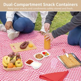 OMISTAR 40 PCS Disposable Condiment Containers with Lids, Dual-Compartment Design, Clear Plastic, 5.5 x 3.3 x 1 Inches Proper Capacity, Ideal for Home and Dining