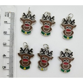 Unbranded Christmas Rainder Enamel Charms Set of 6 Jewelry Making Bracelet Necklace