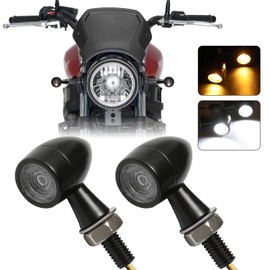 DREAMIZER Indicator Motorcycle E Approved Universal LED Indicator Mini 12 V Daytime Running Light Motorcycle Indicator Running Light for Scooter Quad Cruiser Off-Road Pack of 2