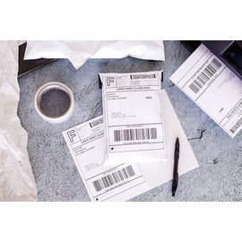 Premium Label Supply White Sticker Half Sheet Labels – 8.5" x 5.5" – Laser/Inkjet Compatible – (2 per Sheet), 25 Sheets - 50 Total Adhesive Labels