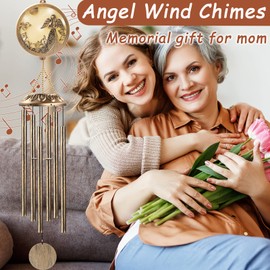 OKAIMEIMEIO Wind Chimes, Solar Angel Wind Chimes Deep Tone, Memorial Gift for Mom/Grandma/Women, Windchimes Outdoor Clearance, Mother Garden/Patio/Yard Decor