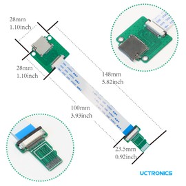 UCTRONICS Micro SD Male to Female Flexible Extender, 15cm/5.9in Micro SD Card Extension Cable Adapter Compatible with Raspberry Pi, Arduino, and 3D Printer, 4 Pack