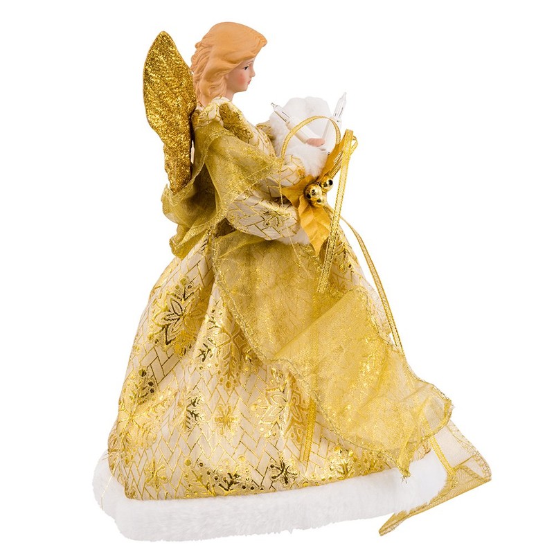 Kurt Adler UL 10-Light 12-Inch Gold Dress Angel Treetop