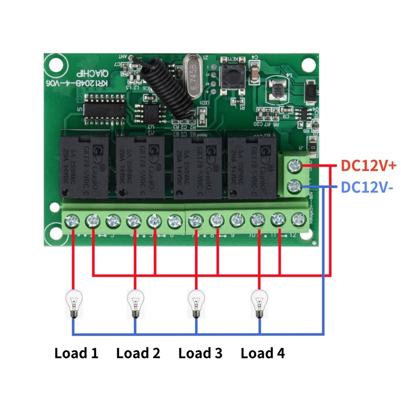 universal Easy To Use DC 4-Channel 443MHz Wireless RF Remote
