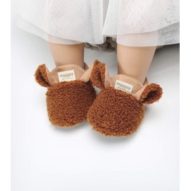 LACOFIA Baby Boys Girls Anti-Slip Soft Sole Slipper Booties Infant Winter Warm Crib Shoes Brown 6-12 Months