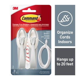 Command Cord Bundlers, Damage-Free Cord Management, 2-Bundlers, 3-Strips, Holds up to 2 lbs - Easy to Open and Close, Ideal for Organizing Cables and Cords