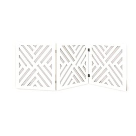 Indoor/Outdoor Solid Wood Lattice Freestanding Foldable Adjustable 3-Section Pet Gate