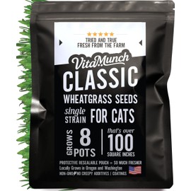 Cat Grass Seed Classic Non-GMO Wheatgrass + Grows 8 Pots (Over 100 Sq in) Ready in 5 Days Freshly Packed So Fresh It Sprouts Faster for Indoor Cats – 650+ Seeds