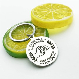 DOYOUDO Grandpa Keychain from Granddaughter Grandson Funny Grandfather Key Chain Fathers Day Birthday Christmas Gifts