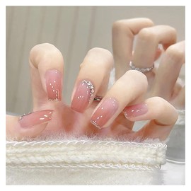 Domiya Nail Tip, Ballet, Short Nail Tip, Very Short, Popular, Nail Stickers, Cute, 3D Nails, 24 Pieces, Round Tip, Fashion, Wedding Nail Tip, Bride Nail (Z567)