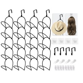 MASDFEL 20 Pack Hat Wig Hanger Stand Organizer for Multiple Wigs - Heavy Duty Space-Saving Storage Rack for Hats, Scarves (Black)