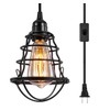 Industrial Plug in Pendant Light Vintage Hanging Cage Pendant Lighting