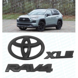 Toyota 3pcs TOYOTA RAV4 BLACK OUT EMBLEM OVERLAY KIT for 2019-2023 XLE AWD HYBRID