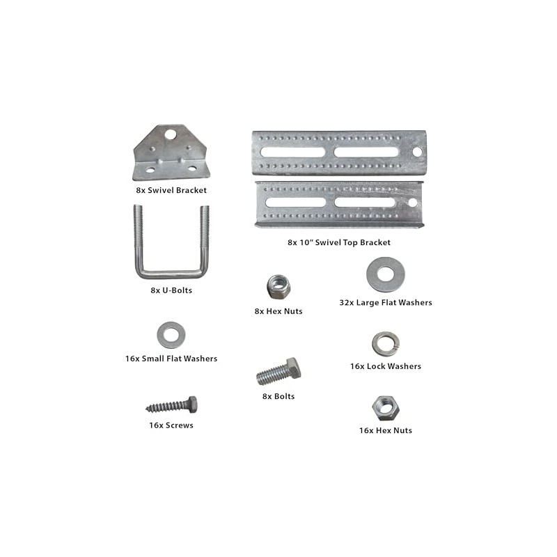 A.A 10" Galvanized Swivel Top Bunk Bracket Kit with Hardware