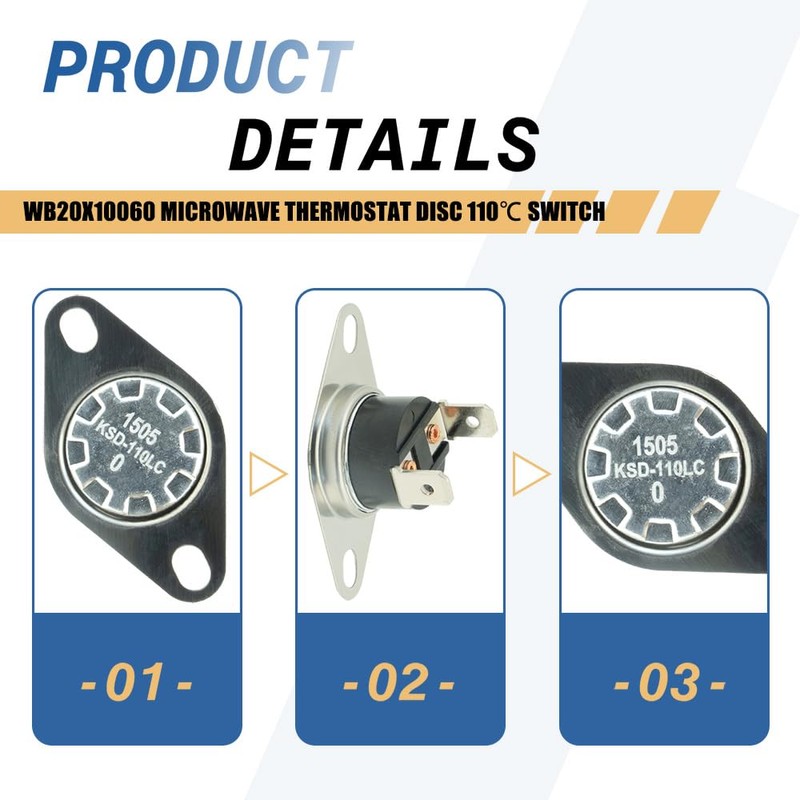 WB20X10060 Microwave Thermostat Disc 110℃ Switch Compatible with GE Replacements