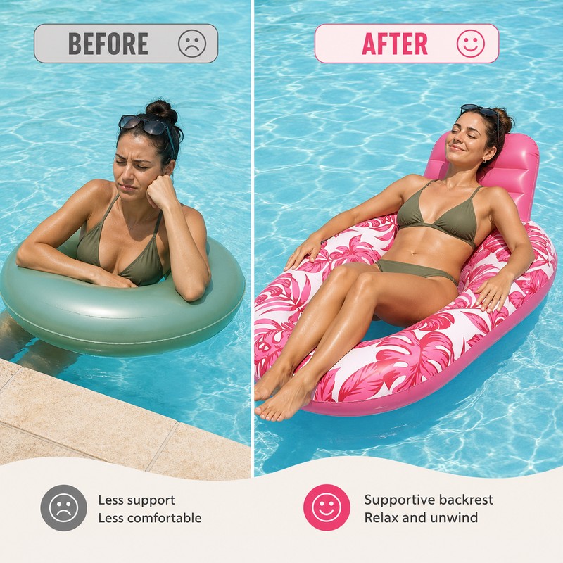 Inflatable Pool Float Lounger for Adults – Vinyl Floating Chair