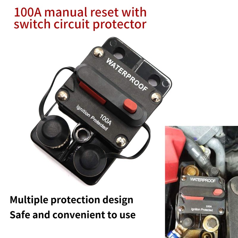 ZOOKOTO 12-48V DC 100A Surface Mount Circuit Breaker Double 3/8"