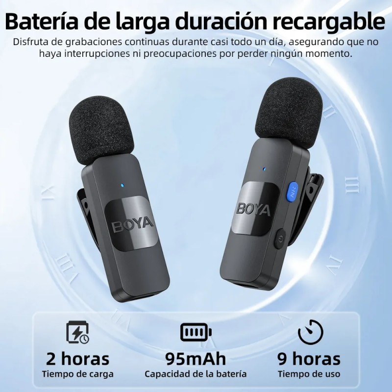 Sistema de micrófono inalámbrico Boya BY-v2 para iOS 2.4G con