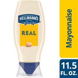 Hellmann's Real Mayonnaise Squeeze Bottle Made from 100% Recycled Plastic, No-Mess Cap, Made with Cage Free Eggs, Gluten Free, 11.5 oz, Pack of 12