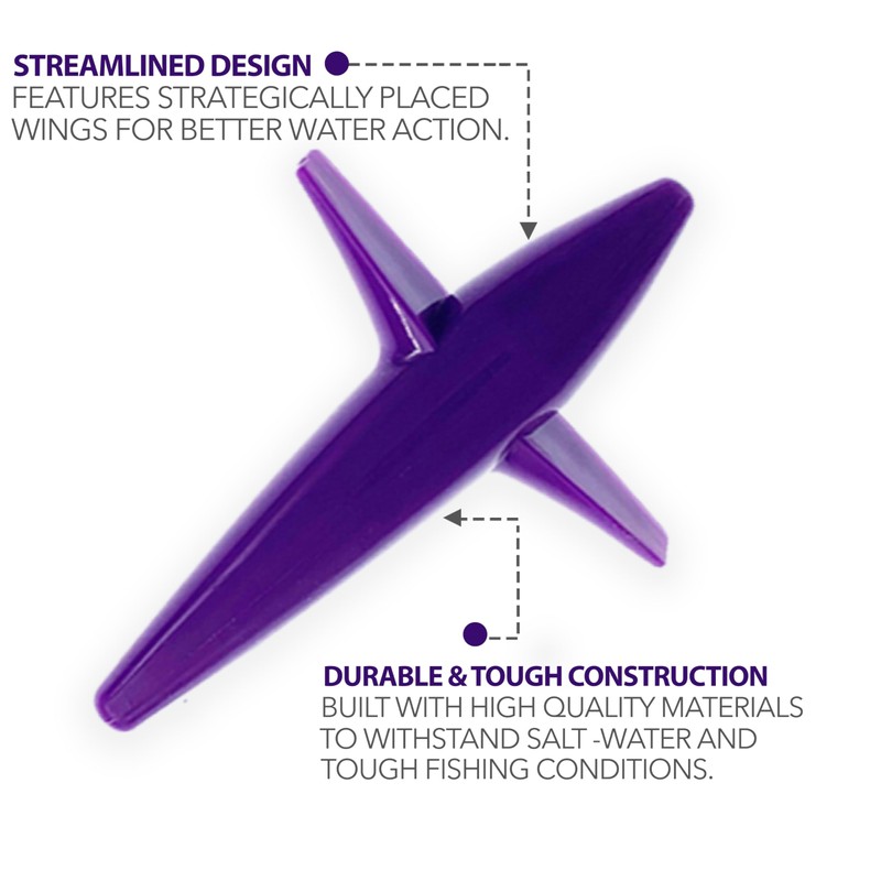 5" Bird Teaser Trolling Lures, 10 Pcs Purple, Saltwater Fishing