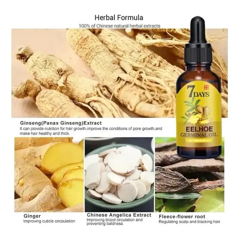 Aceite De Jengibre De 7 Días Para El Crecimiento Rápido