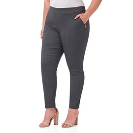 Rekucci Curvy -Women- Ease into Comfort Skinny Plus Size -Pant w/Tummy Control (24W, Charcoal)