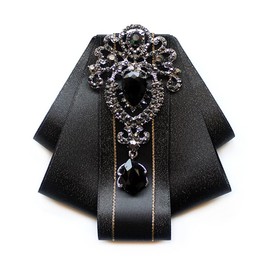 FYBownot Sparkly Bowtie, Unisex, Uniform Ribbon, Ribbon Tie, Pin + Rubber, Adjustable, Restored, English-Style, Uniform, Bowtie, Bridegroom, Presenters, Weddings, Banquets, Business, Commutes, Black