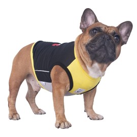 iChoue French Bulldog Summer Cooling Shirt for Dogs UV Sun Protection Vest Sleeveless Stretchy Tank Top English Pug Yellow Black - Small
