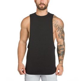 ZUEVI Men's 3 Pack Muscle Cut Off Tank Tops Bodybuilding Fitness Sleeveless Gym Shirts Workout Stringer Tee Shirt (Black&Grey&Navy Blue-M)