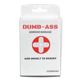 Dumbass Banadges, Mothers Day, Fathers Day, Adults Gifts, Funny Gifts, Gifts for Him, Insulting Gifts, Adhesive Bandages, Funny Bandages, 20 Count, Latex Free