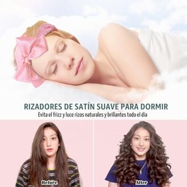 Rizadores de pelo de satén sin calor para dormir durante la noche, rulos para el cabello sin calor, diadema para rizos, juego de varillas rizadoras de