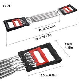 DBREAKS Chest Expander Adjustable Fitness Expander, Chest Expander for Men & Women, with 5 Spring Muscle Trainer, Resistance Band with Removable Steel Springs for Chest, Arm and Strength Training