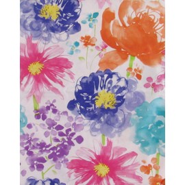 Watercolor Wildflowers Abstract Vinyl Flannel Back Tablecloth (52" x 70" Oblong)