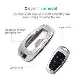 GAFAT Hyunda-i Tucson NX4 / Ioniq 5 / Nexo / Sante Fe 2021 2022 2023 2024 Key Case, Car Remote Controls Protective Case, TPU Silica Gel Car Key (Silver)