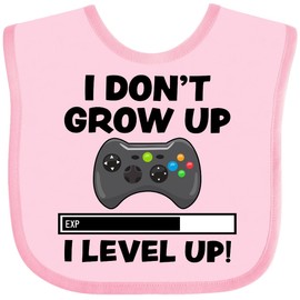 inktastic I Dont Grow Up I Level Up with Game Controller Black Baby Bib Pink 3459e