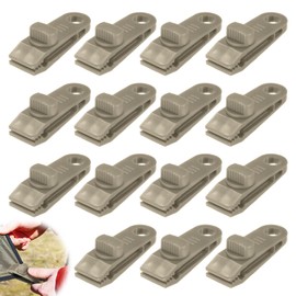 TIXIPEM Tarp Clips Heavy Duty Lock Grip [15PCS] - Tarp Clamps Use for Camping Tarps & Awnings & Car Covers & Swimming Pool Covers & Boat Cover - [Light Coffee Color-3.3IN] Car Cover Clamp